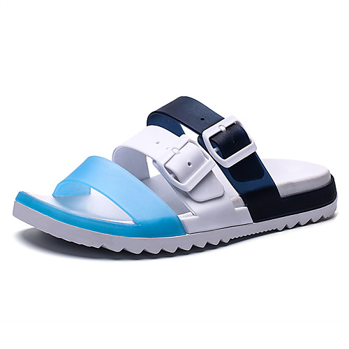

Men's Faux Leather Spring & Summer Casual Slippers & Flip-Flops Breathable Black / Red / Orange / Blue
