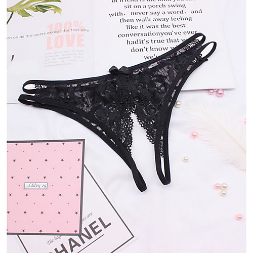 

Women's Lace G-strings & Thongs Panties Low Waist Black White Blushing Pink One-Size