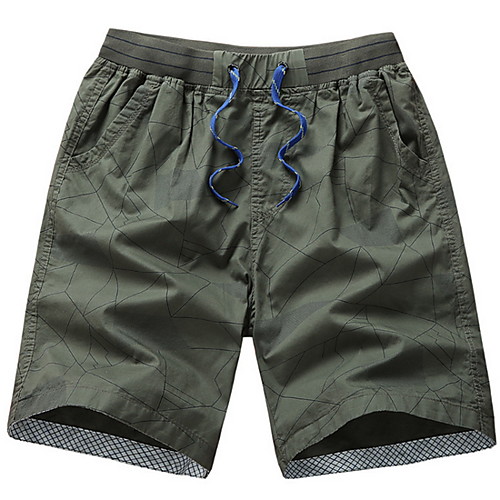 

Men's Basic Shorts Bermuda shorts Pants Geometric Pattern Knee Length Yellow Army Green Khaki