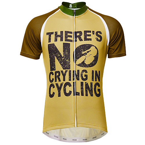 

21Grams There's No Crying In Cycling Men's Short Sleeve Cycling Jersey - Brown Bike Jersey Top Breathable Quick Dry Reflective Strips Sports 100% Polyester Mountain Bike MTB Road Bike Cycling