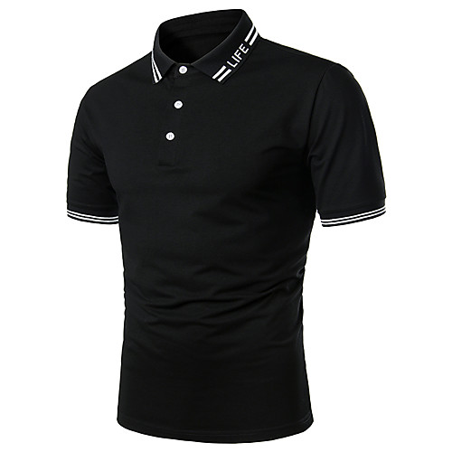 

Men's Solid Colored Letter Red Patchwork Polo Basic Daily Work Shirt Collar Black / Red / Short Sleeve