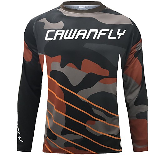 

CAWANFLY Men's Long Sleeve Cycling Jersey Downhill Jersey Dirt Bike Jersey Winter Black Stripes Novelty Camo / Camouflage Bike Jersey Top Mountain Bike MTB Quick Dry Breathable Sports Clothing Apparel