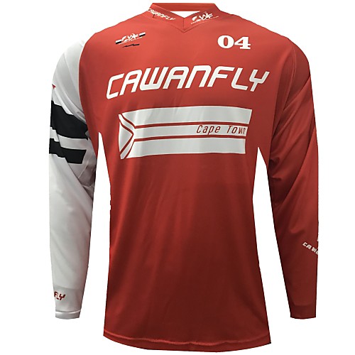 

CAWANFLY Men's Long Sleeve Cycling Jersey Downhill Jersey Dirt Bike Jersey Winter Polyester Black Novelty South Africa National Flag Bike Jersey Top Mountain Bike MTB Breathable Quick Dry / Expert