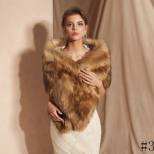 

Sleeveless Shawls Faux Fur Wedding Women's Wrap With Solid