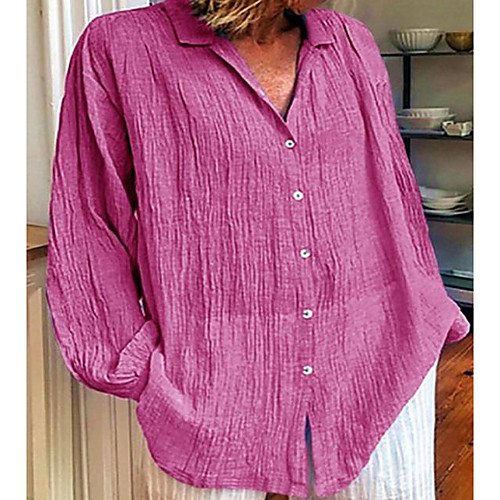 

Women's Solid Colored Shirt Daily Shirt Collar Black / Blue / Purple / Yellow / Green