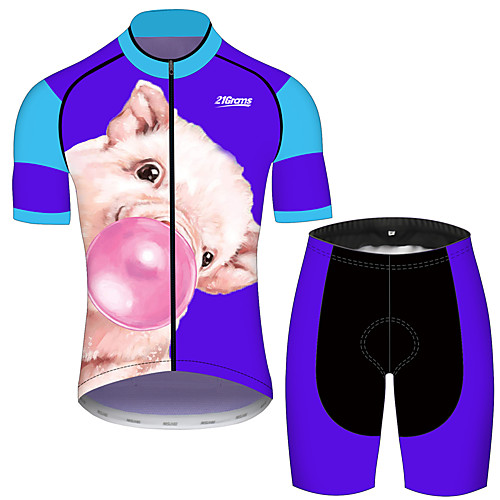 

21Grams Men's Short Sleeve Cycling Jersey with Shorts Blue Animal Bike Clothing Suit UV Resistant Quick Dry Sports Patterned Mountain Bike MTB Road Bike Cycling Clothing Apparel / Stretchy