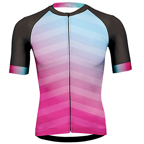 

21Grams Men's Short Sleeve Cycling Jersey Spandex Polyester Pink Gradient Bike Jersey Top Mountain Bike MTB Road Bike Cycling UV Resistant Breathable Quick Dry Sports Clothing Apparel / Stretchy