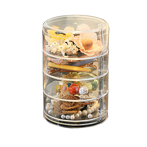 

4-layer Transparent Rotating Plastic Jewelry Box Earrings Necklace Ring Jewelry Storage Box Multi-function Earring Storage Rack