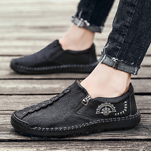 

Men's Leather Spring & Summer / Fall & Winter Classic / Preppy Loafers & Slip-Ons Walking Shoes Breathable Black / Dark Grey / Light Brown