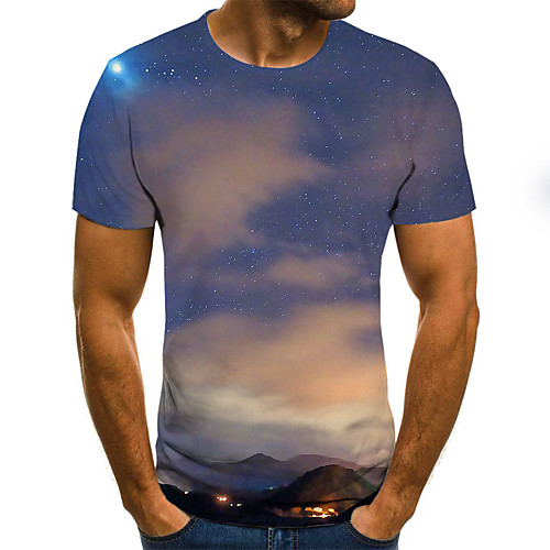 

Men's Plus Size Galaxy Color Block Black & White Print T-shirt Basic Exaggerated Daily Sports Round Neck Dark Gray / Short Sleeve