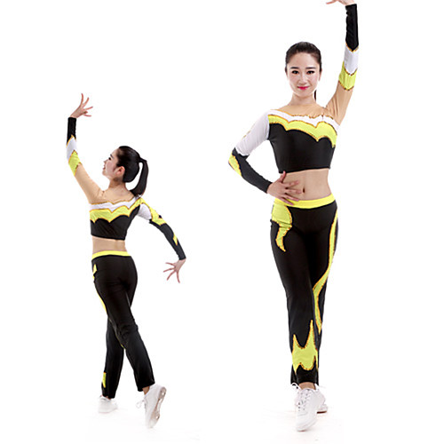 

Cheerleader Costume Gymnastics Suits Women's Girls' Kids Pants / Trousers Spandex High Elasticity Handmade Long Sleeve Competition Dance Rhythmic Gymnastics Gymnastics Black