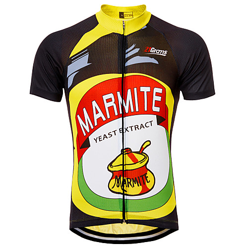 

21Grams Retro Novelty Men's Short Sleeve Cycling Jersey - Black / Yellow Bike Jersey Top Breathable Quick Dry Moisture Wicking Sports Terylene Mountain Bike MTB Clothing Apparel / Micro-elastic