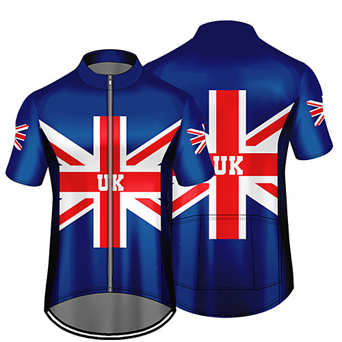 

21Grams Men's Short Sleeve Cycling Jersey Spandex Polyester RedBlue UK National Flag Bike Jersey Top Mountain Bike MTB Road Bike Cycling UV Resistant Breathable Quick Dry Sports Clothing Apparel