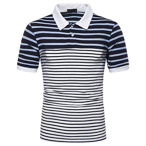 

Men's Polo Striped Short Sleeve Daily Tops Basic Blue Gray