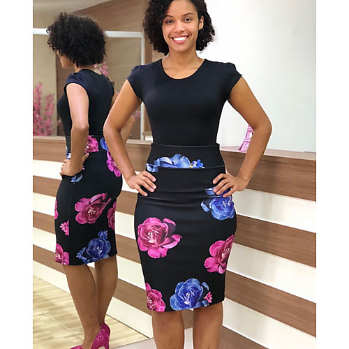 

Women's Daily Wear Basic Skirts Geometric Print Black