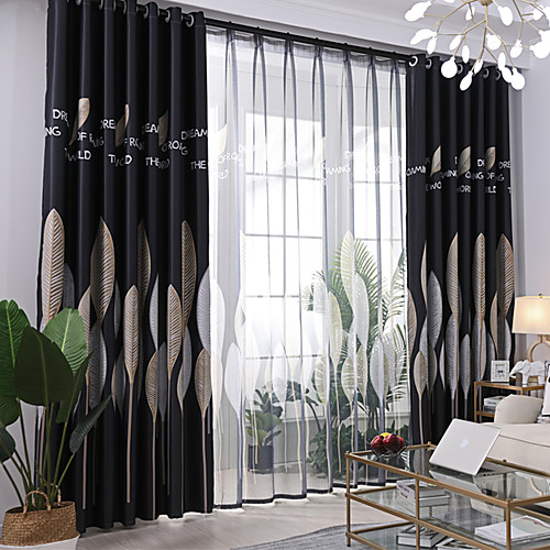 

Gyrohome 1PC Silver Leafs Shading High Blackout Curtain Drape Window Home Balcony Dec Children Door Customizable Living Room Bedroom Dining Room