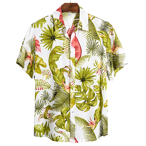 

Men's Shirt Floral Short Sleeve Daily Tops Basic Boho Rainbow