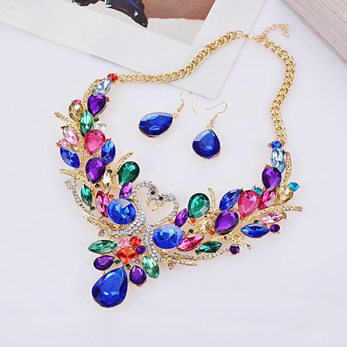 

Women's Jewelry Set Hollow Out Swan Statement Imitation Diamond Earrings Jewelry White / Red / Rainbow For Party Evening 1 set