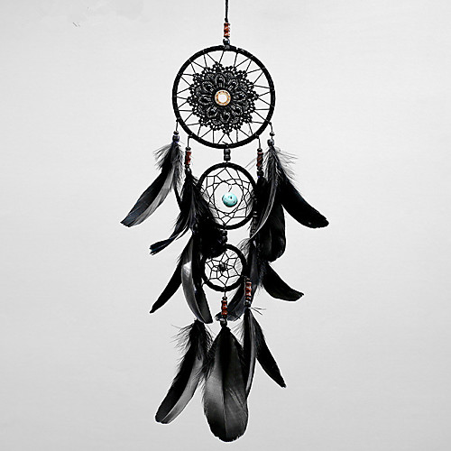 

Black Multi-ring Dream Catcher Home Decoration Wedding Supplies Feather Gift