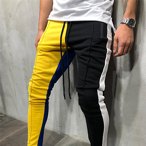 

Men's High Waist Jogger Pants Harem Pants / Trousers Breathable Yellow / Black Green / Black RedBlue Cotton Gym Workout Running Fitness Sports Activewear Stretchy