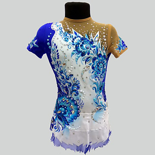 

21Grams Rhythmic Gymnastics Leotards Artistic Gymnastics Leotards Women's Girls' Kids Leotard Spandex High Elasticity Breathable Handmade Short Sleeve Training Dance Rhythmic Gymnastics Artistic