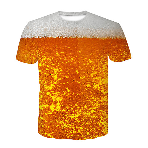 

Men's Plus Size 3D Graphic Print T-shirt Party Club Round Neck Yellow / Short Sleeve