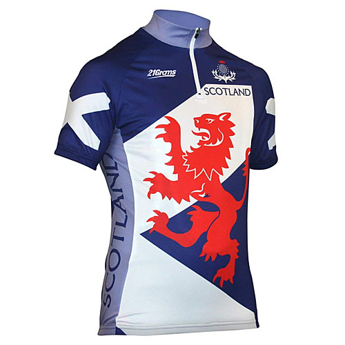 

21Grams Men's Short Sleeve Cycling Jersey Spandex Polyester Blue / White Dragon Scotland National Flag Bike Jersey Top Mountain Bike MTB Road Bike Cycling UV Resistant Breathable Quick Dry Sports