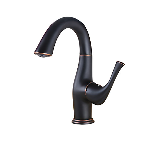 

Bathroom Sink Faucet - Rotatable Chrome / Oil-rubbed Bronze / Electroplated Centerset Single Handle One HoleBath Taps