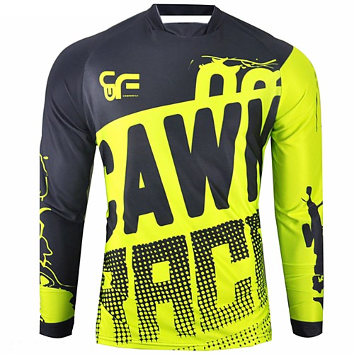 

CAWANFLY Men's Long Sleeve Cycling Jersey Downhill Jersey Dirt Bike Jersey Winter Polyester Black Patchwork Novelty Bike Jersey Top Mountain Bike MTB Breathable Quick Dry Sweat-wicking Sports