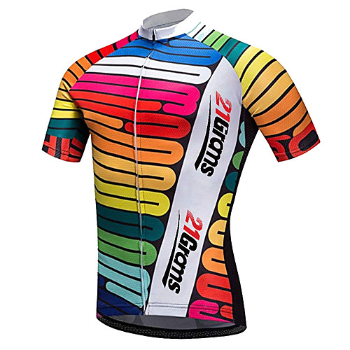 

21Grams Men's Short Sleeve Cycling Jersey Spandex Red / White Gradient Novelty Bike Jersey Top Mountain Bike MTB Road Bike Cycling UV Resistant Quick Dry Breathable Sports Clothing Apparel / Stretchy