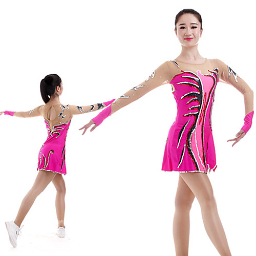 

Rhythmic Gymnastics Leotards Artistic Gymnastics Leotards Women's Girls' Kids Leotard Spandex High Elasticity Handmade Long Sleeve Competition Dance Rhythmic Gymnastics Artistic Gymnastics Fuchsia