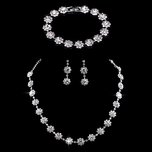 

Women's Jewelry Set Bridal Jewelry Sets Tennis Chain Flower Stylish Simple Luxury European Earrings Jewelry Silver For Wedding Party Evening Engagement Gift Formal 1 set