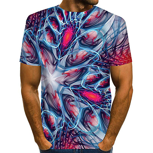 

Men's T shirt 3D Short Sleeve Daily Tops Basic Rainbow