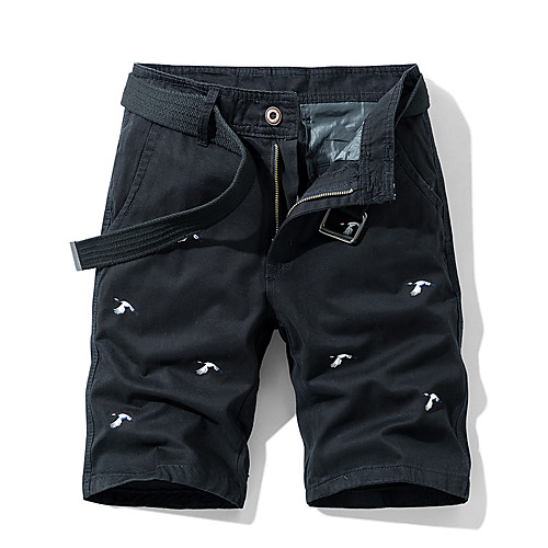 

Men's Basic Cotton Chinos Shorts Bermuda shorts Pants Solid Colored Knee Length Embroidered Black Army Green Khaki