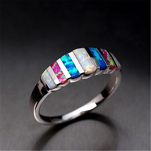 

Women's Ring Synthetic Opal 1pc Silver Platinum Plated Alloy Stylish Daily Jewelry Cute