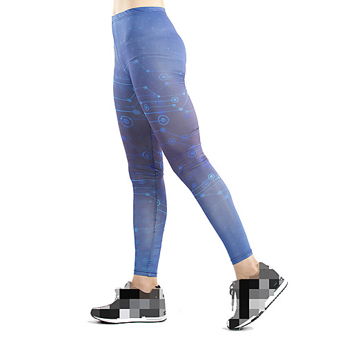 

Women's High Waist Leggings Running Tights Compression Pants Sports Underwear Leggings Bottoms Running Fitness Jogging Tummy Control Butt Lift Moisture Wicking 3D Print Blue / High Elasticity