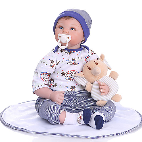 

NPKCOLLECTION 22 inch Reborn Doll Baby Baby Boy Cute Hand Made Artificial Implantation Blue Eyes Oxford Cloth Cloth 3/4 Silicone Limbs and Cotton Filled Body with Clothes and Accessories for Girls