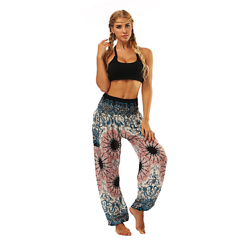 

Women's Yoga Boho Comfort Sports Gym Yoga Pants Bloomers Pants Pattern Full Length Print Blushing Pink