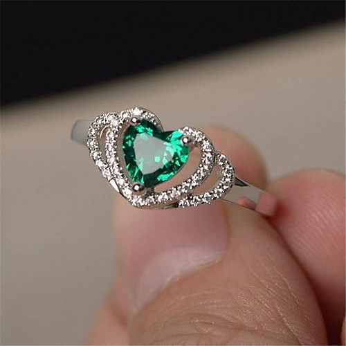 

Women's Ring 1pc Silver Copper Imitation Diamond Round Stylish Gift Festival Jewelry Hollow Out Heart