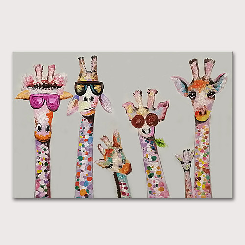 

Mintura Large Size Hand Painted Abstract Giraffe Animals Oil Paintings on Canvas Pop Art Wall Pictures For Home Decoration No Framed