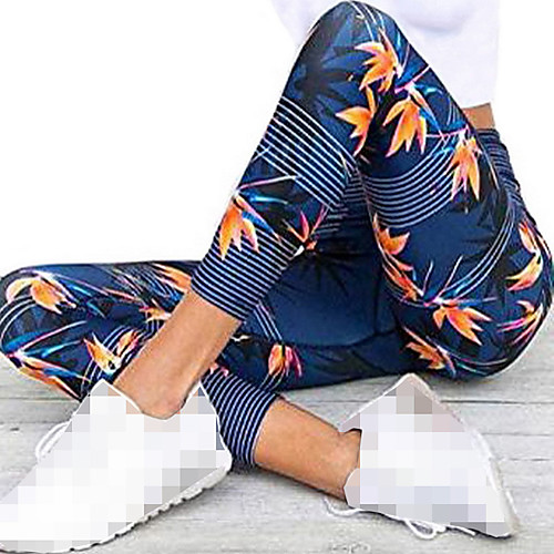 

Women's High Waist Leggings Running Tights Compression Pants Sports Underwear Leggings Bottoms Running Fitness Jogging Tummy Control Butt Lift Moisture Wicking Floral Botanical Red Green Blue