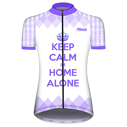 

21Grams Women's Short Sleeve Cycling Jersey Spandex Violet Plaid Checkered Solid Color Bike Jersey Top Mountain Bike MTB Road Bike Cycling UV Resistant Quick Dry Breathable Sports Clothing Apparel