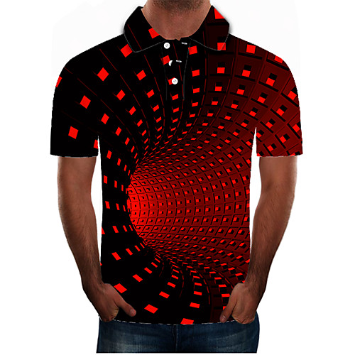 

Men's Plus Size Color Block Graphic Slim Polo Street chic Exaggerated Daily Going out Shirt Collar Red / Short Sleeve