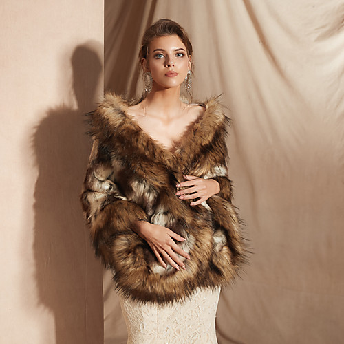 

Sleeveless Shawls Faux Fur Wedding Women's Wrap With Solid