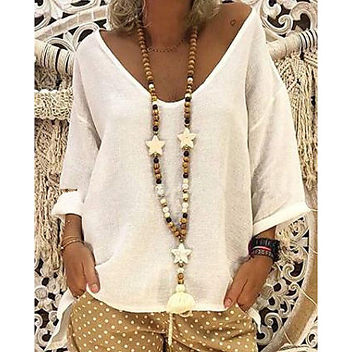 

Women's Solid Colored Loose T-shirt Daily V Neck White / Black / Blue / Blushing Pink / Green