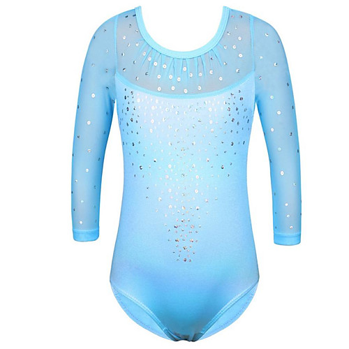 

21Grams Gymnastics Leotards Women's Girls' Kids Leotard Spandex High Elasticity Breathable Handmade Long Sleeve Training Dance Rhythmic Gymnastics Artistic Gymnastics Light Blue