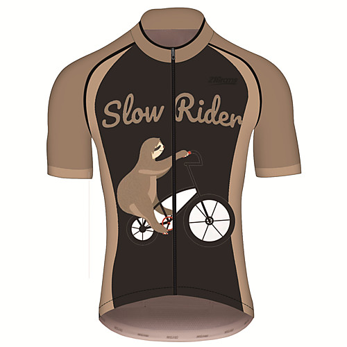 

21Grams Men's Short Sleeve Cycling Jersey Spandex BrownGray Sloth Animal Bike Jersey Top Mountain Bike MTB Road Bike Cycling UV Resistant Quick Dry Breathable Sports Clothing Apparel / Stretchy