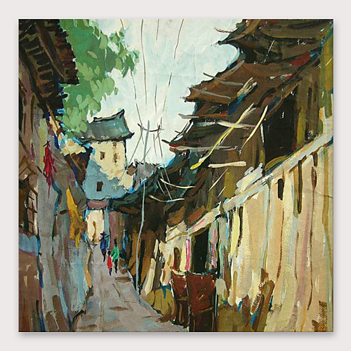 

Oil Painting Hand Painted Square Abstract Landscape Modern Stretched Canvas