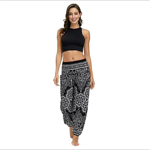 

Women's Basic Legging - Geometric, Print Mid Waist Blue Black Gray One-Size