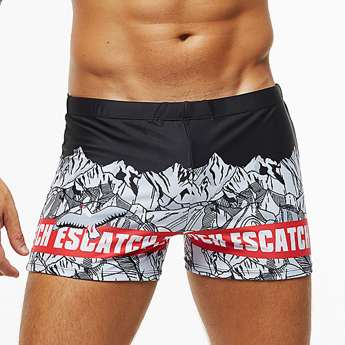 

Men's Sporty Basic Boy Leg Swim Trunk Bottoms Bikini Bottoms Swimwear Swimsuit - Geometric Animal Lace up Print M L XL Black